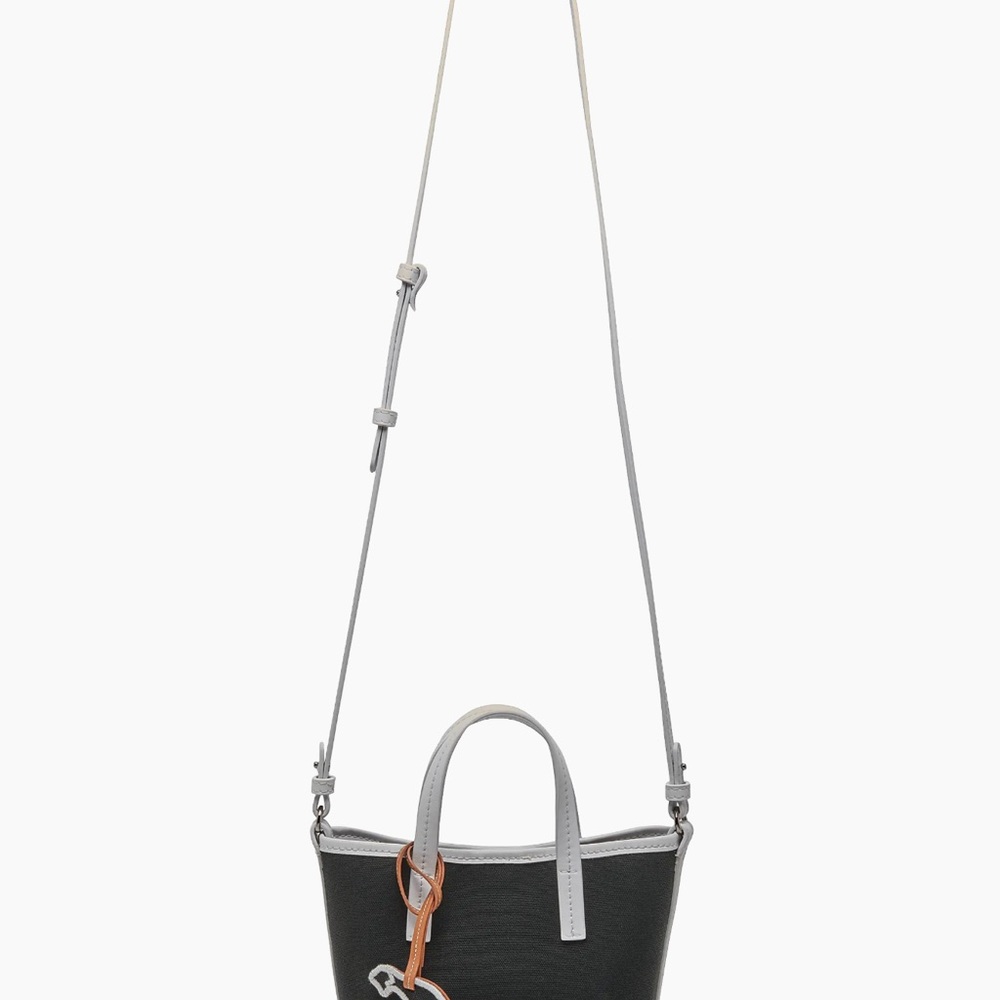 Stella McCartney Black and White Crossbody top handle canvas bucket Bag NWT - Picture 3 of 6